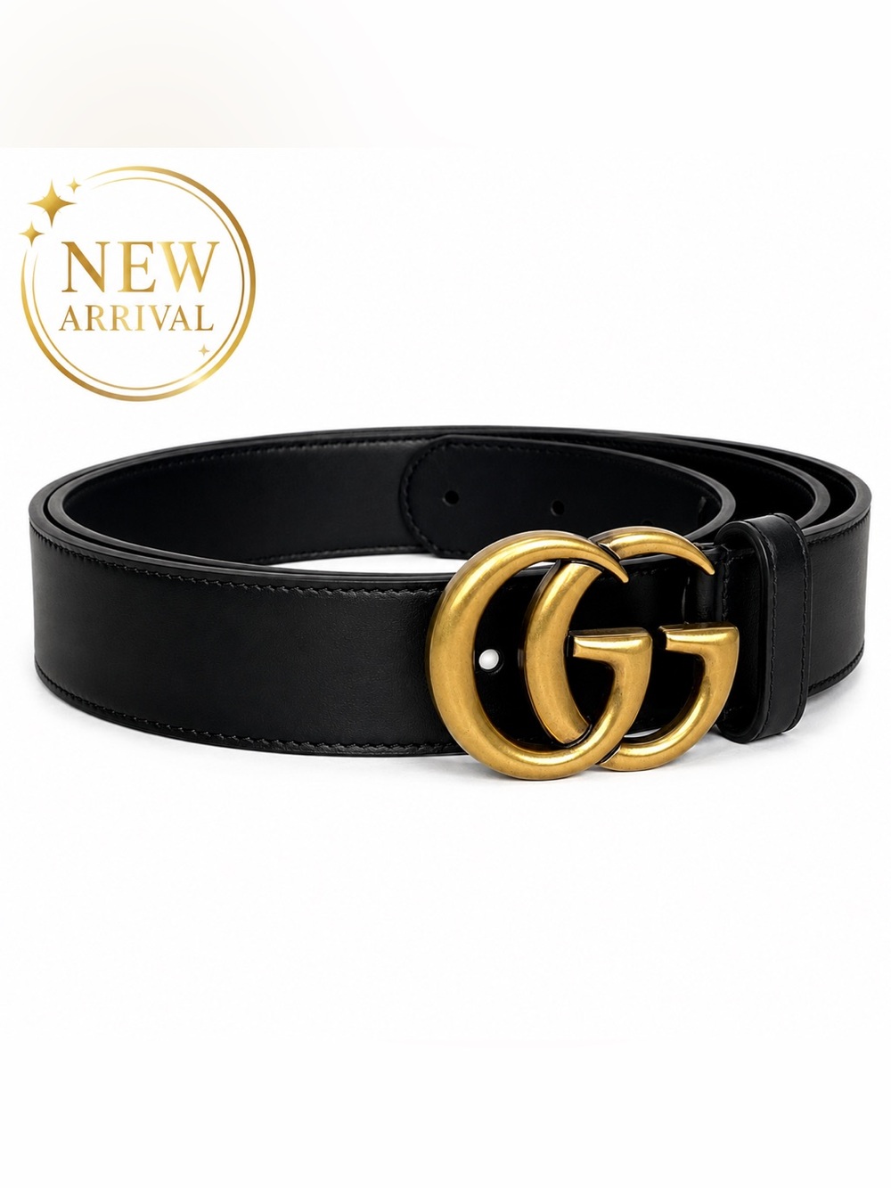 ✨ Women’s Black Leather Double logo Buckle Belt ✨